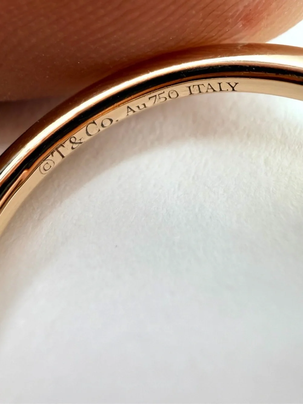 Tiffany Co. T Wire Ring with Diamonds and Mother Of Pearl, Rose Gold, sz 6.5